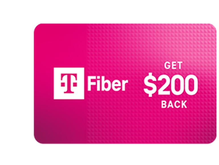 Tarjeta de regalo de T-Mobile Fiber. Obtén un reembolso de 200 dólares.