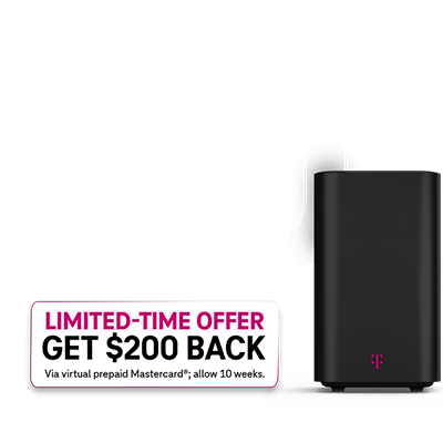 Internet residencial de T-Mobile cuesta 40 dólares al mes con AutoPago y cualquier línea de voz premium. Y, por tiempo limitado, obtén un reembolso de 200 dólares a través de una tarjeta virtual de prepago Mastercard, puede demorar 10 semanas.