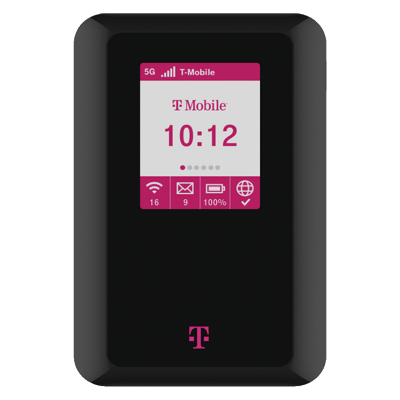 Se muestra hotspot 5G T-Mobile en negro y pantalla.