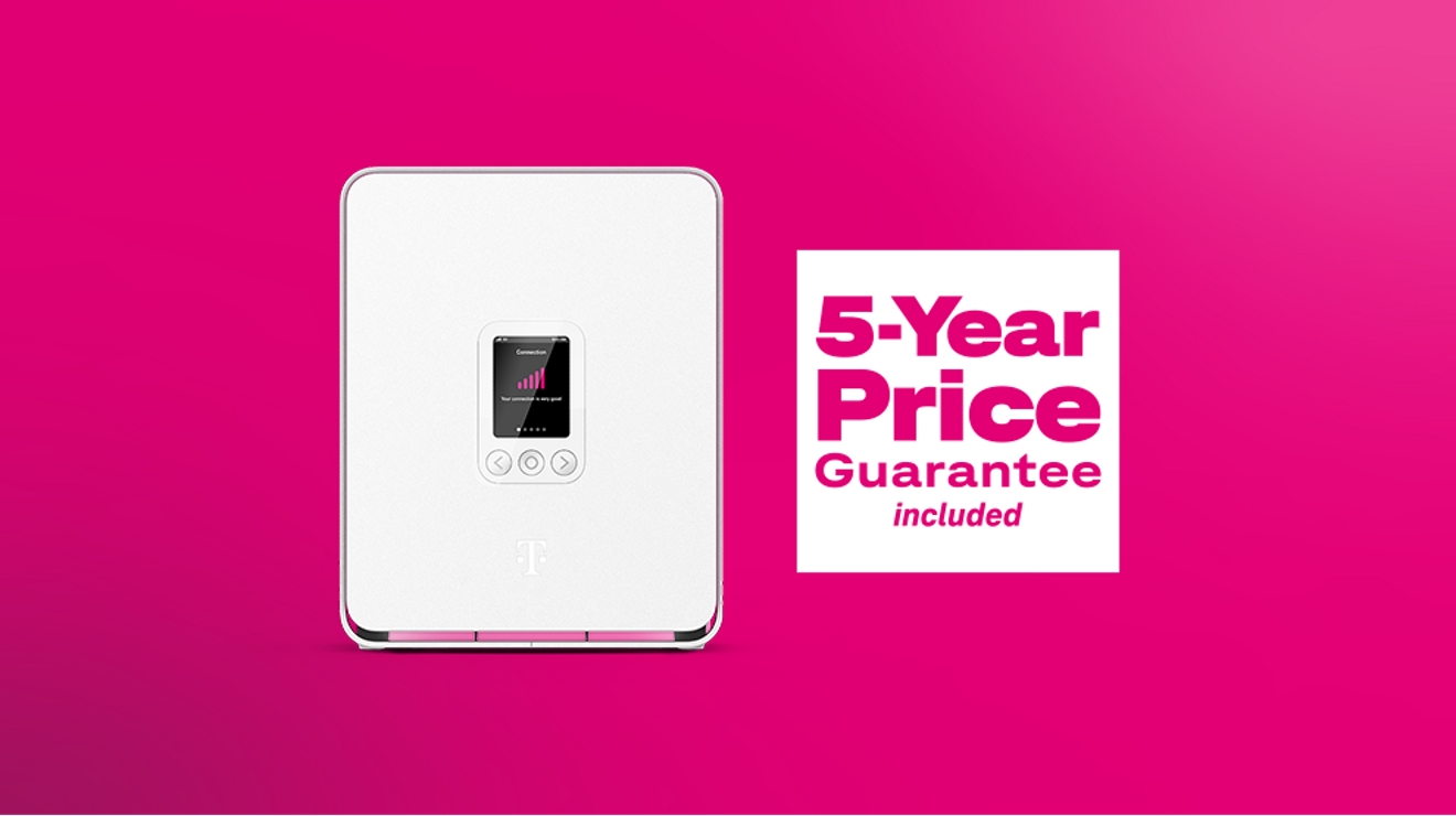 Promoción de gateway de Internet 5G residencial de T-Mobile con precio garantizado por 5 años.