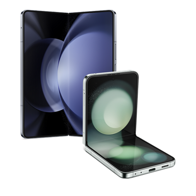 Un Samsung Galaxy Z Flip 5 y Z Fold 5.
