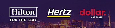Hilton, Hertz y Dollar Car Rental.