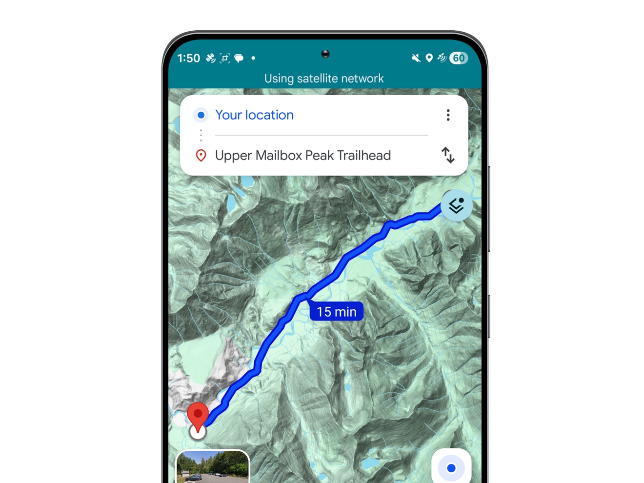 La pantalla de un teléfono que muestra la app Google Maps en uso.