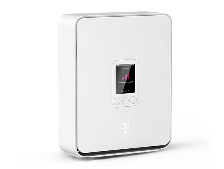 Imagen de un gateway 5G de T-Mobile blanco.