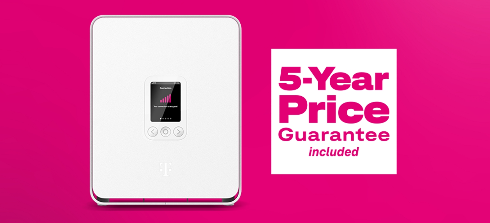 Promoción de gateway de Internet 5G residencial de T-Mobile con precio garantizado por 5 años.