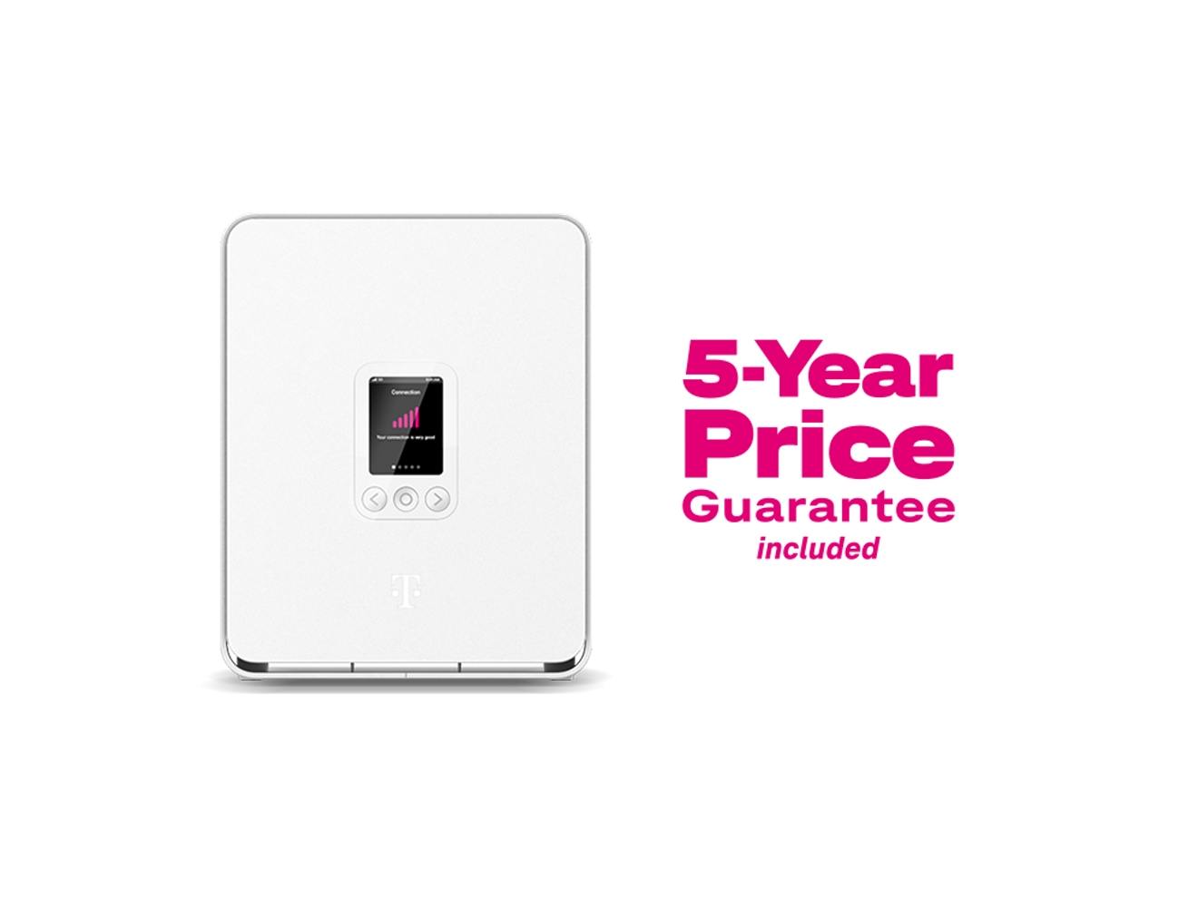 Promoción de gateway de Internet 5G residencial de T-Mobile con precio garantizado por 5 años.