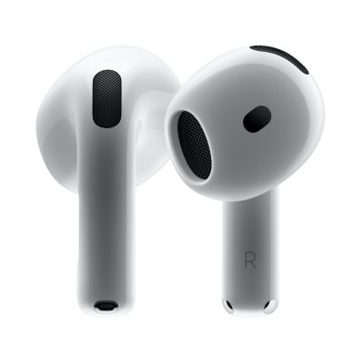 Un par de Apple AirPods 4 en blanco