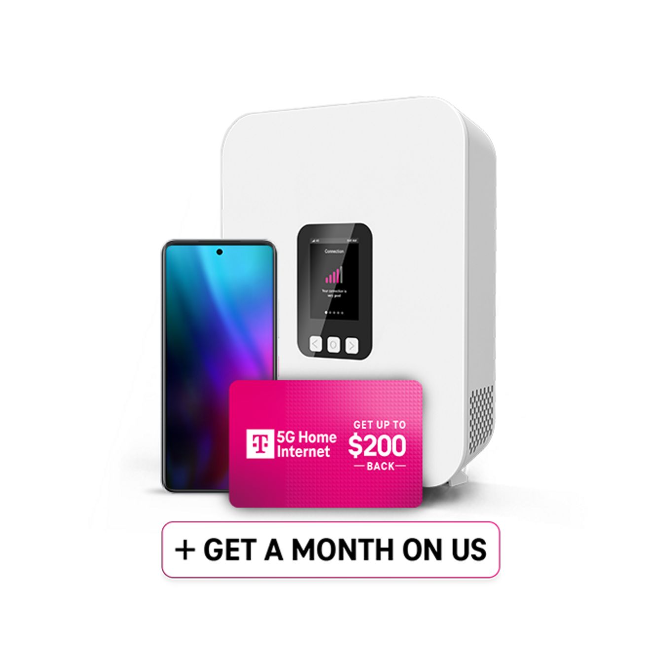 Promoción para Internet 5G residencial de T-Mobile: obtén un mes por cuenta nuestra y hasta $200 de reembolso.