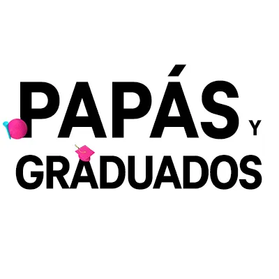 Gráfico de papás y graduados con una pelota dorada y una gorra de graduación
