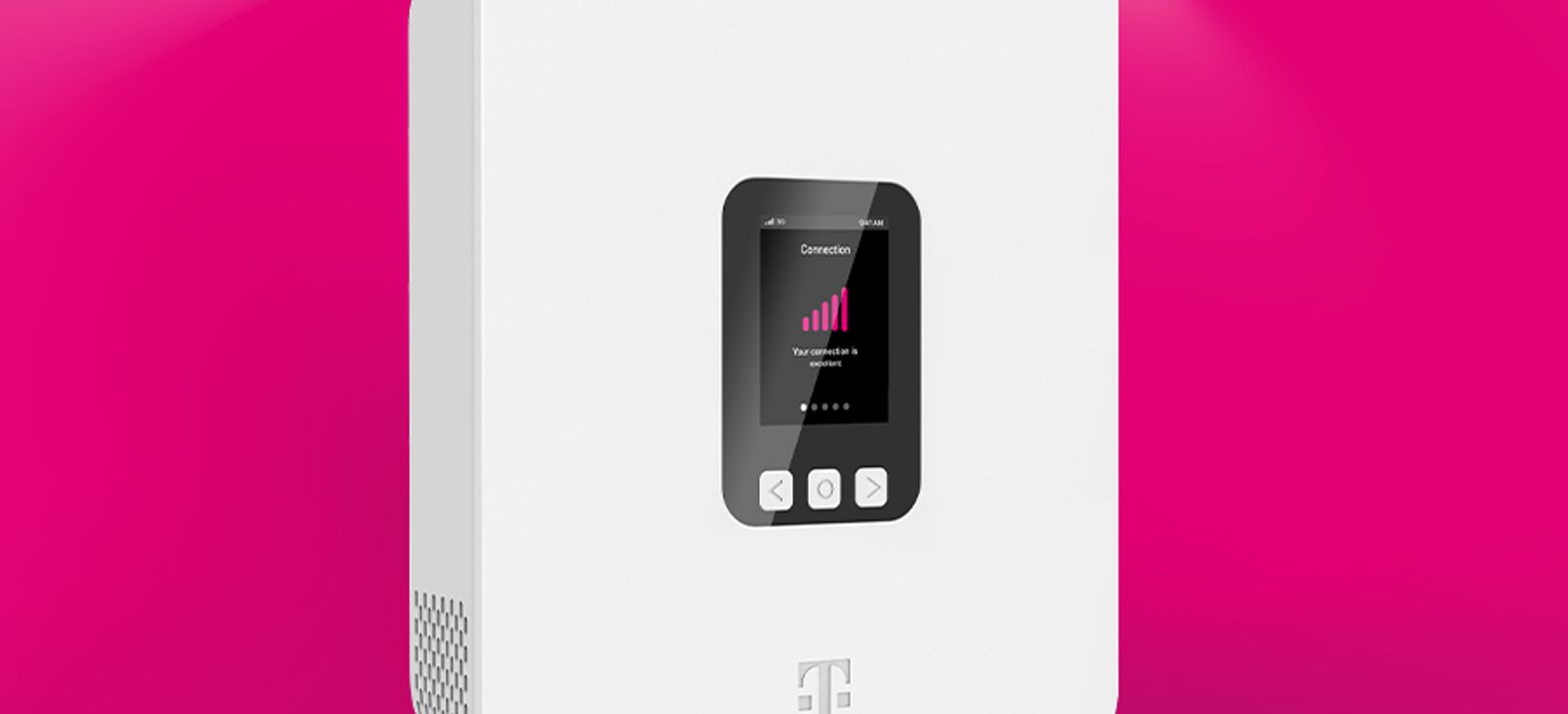Gateway 5G T-Mobile sobre un fondo magenta.