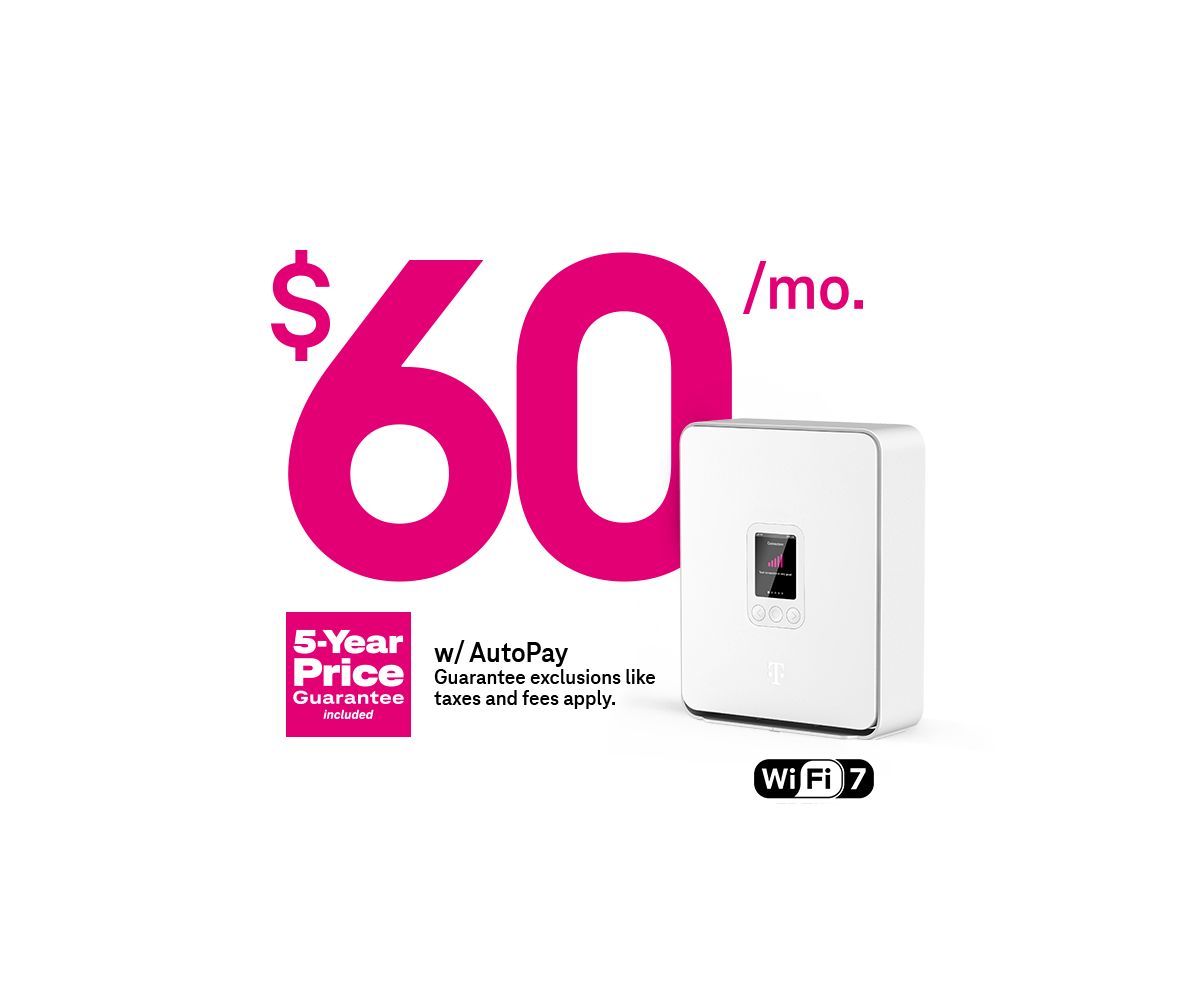 Imagen del plan de Internet residencial Amplified para clientes que no tienen un plan de telefonía de T-Mobile. Ideal para hogares en los que se ve contenido en streaming con frecuencia, se realizan videollamadas y hay varios dispositivos conectados a la vez.
