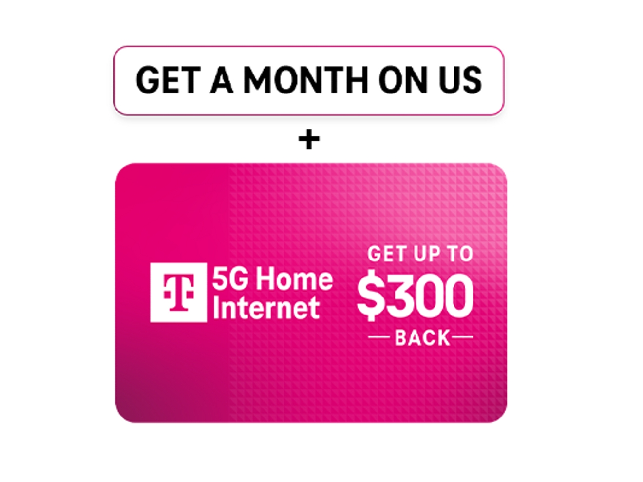 Promoción para Internet 5G residencial de T-Mobile: obtén un mes por cuenta nuestra y hasta $300 de reembolso.