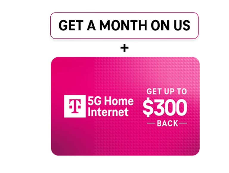 Promoción para Internet 5G residencial de T-Mobile: obtén un mes por cuenta nuestra y hasta $300 de reembolso.