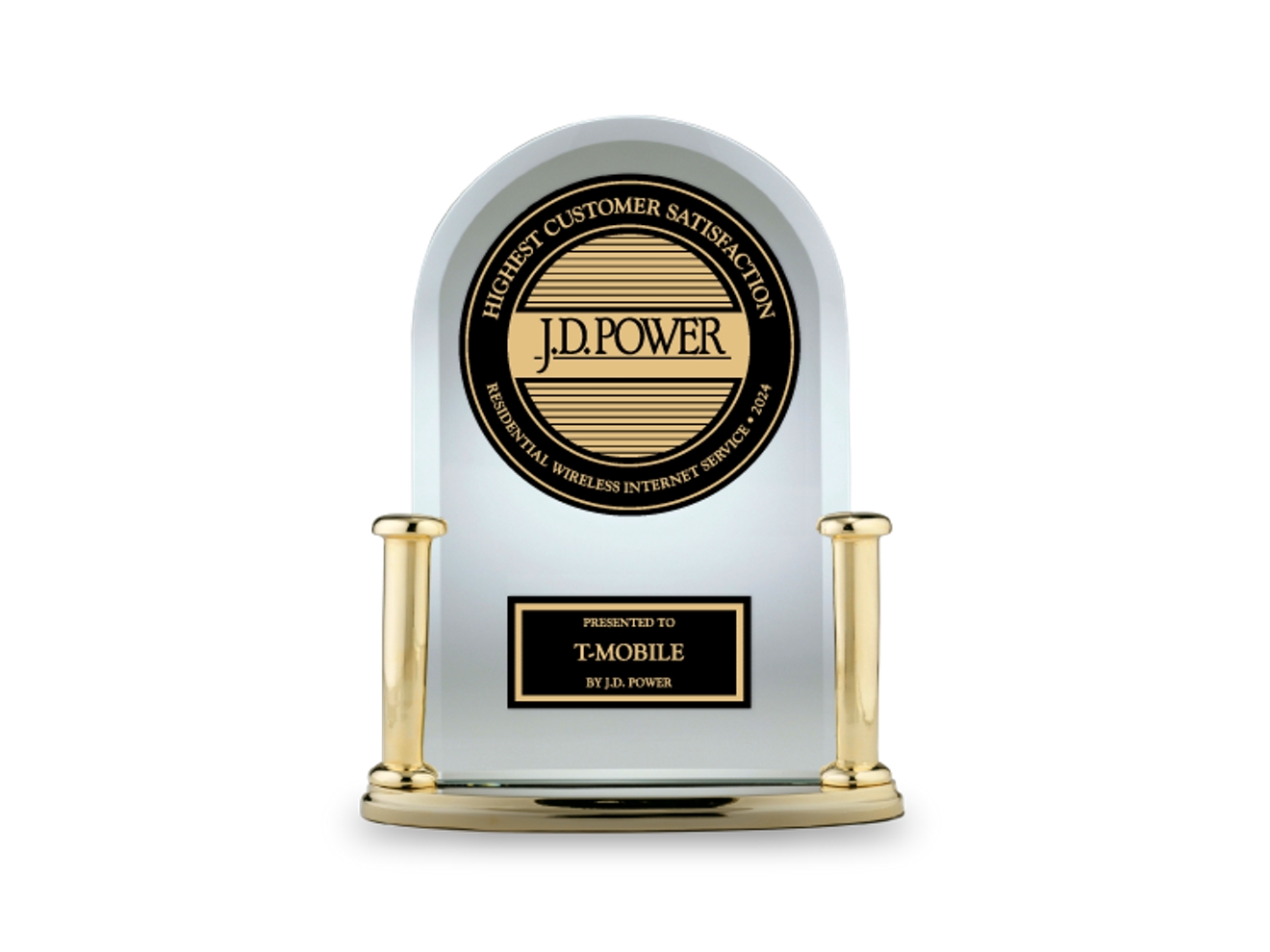 Placa de en plateado y dorado de J.D. Power.