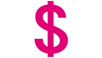 Un símbolo de dólar magenta