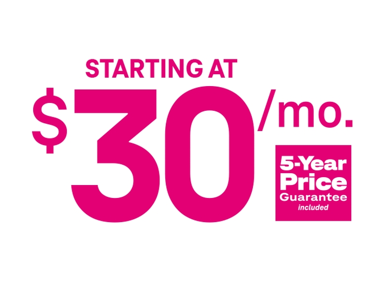 Desde $30 al mes, disfruta de Internet residencial de T-Mobile.