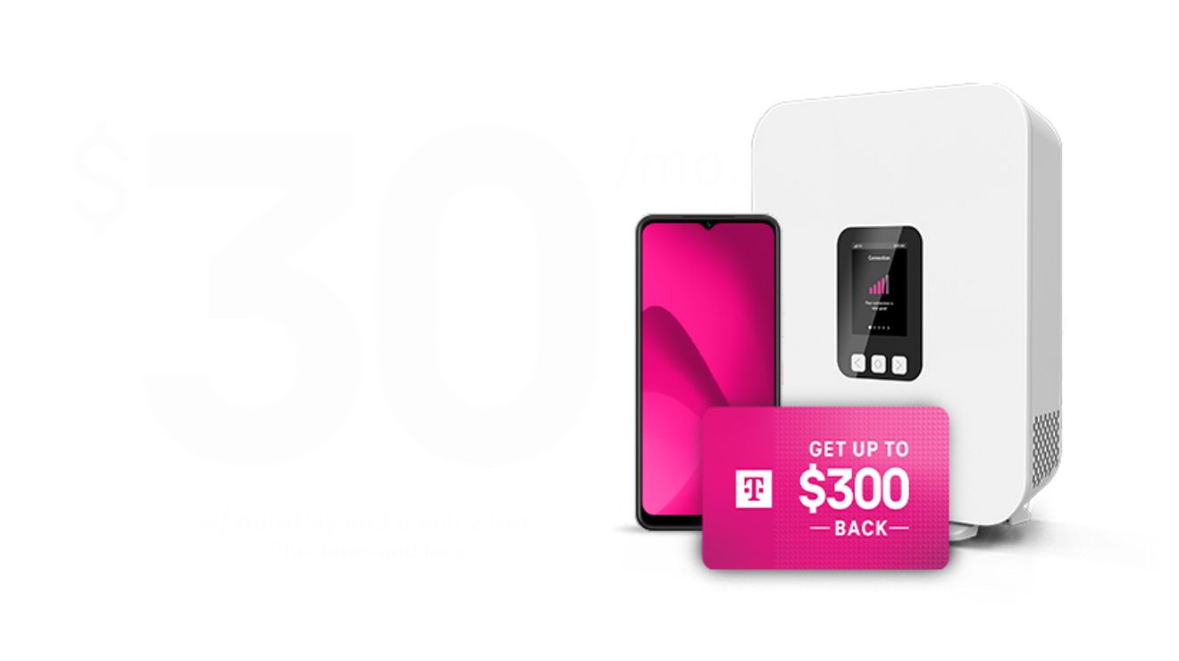 30 dólares al mes por línea con AutoPago y cualquier línea de voz. Obtén hasta $300 de reembolso. Más impuestos y cargos.