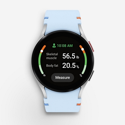 Reloj Samsung mostrando porcentaje de grasa corporal y músculo esquelético​
