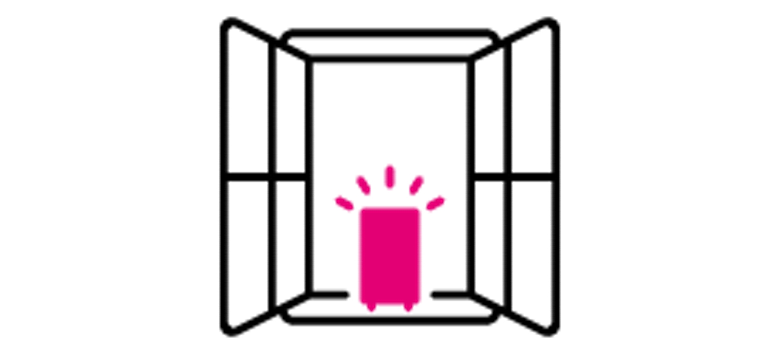 Ícono de una ventana con un enrutador de Internet residencial de T-Mobile.