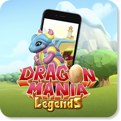 App Dragon Mania Legends con un Marshmallow Dragon.