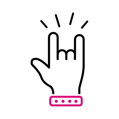 Mano con gesto de rock and roll.