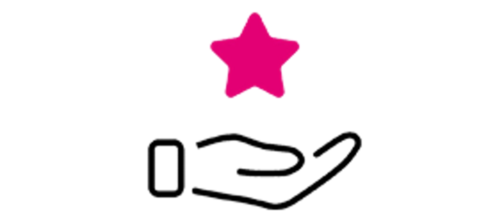 Ícono de una mano con una estrella