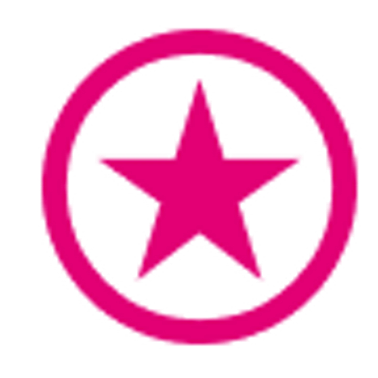 Una estrella magenta dentro de un círculo.