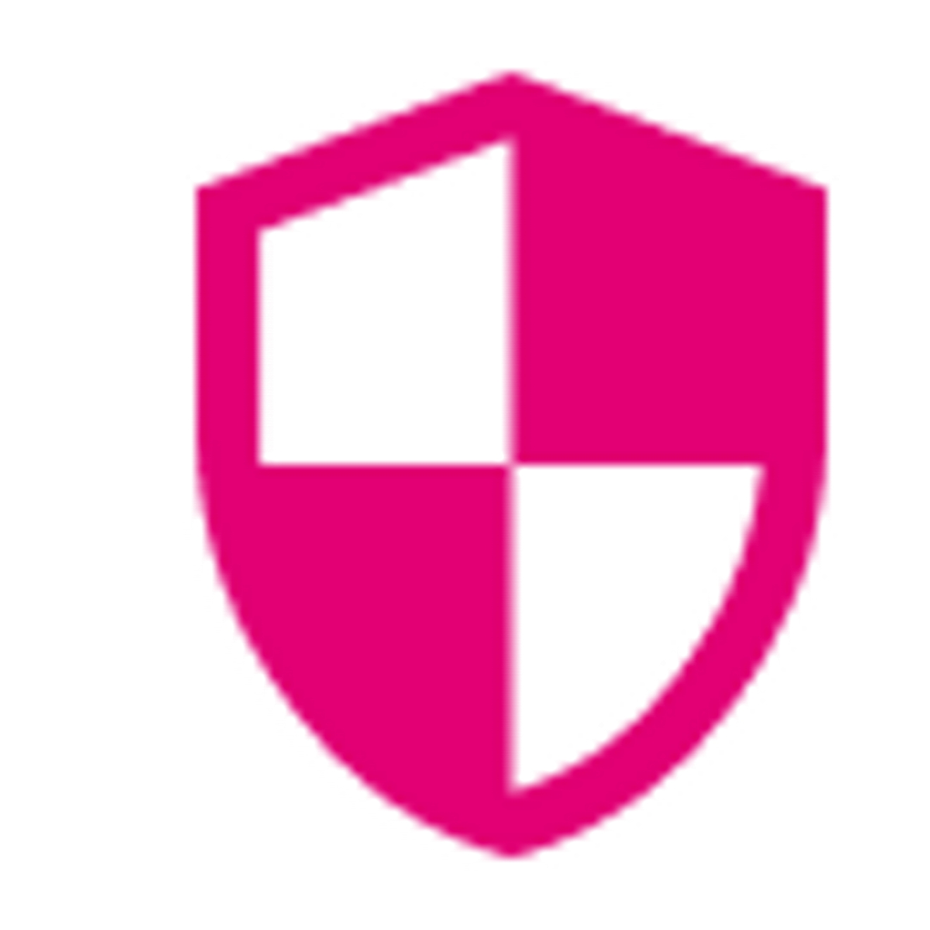 Un escudo magenta y blanco.