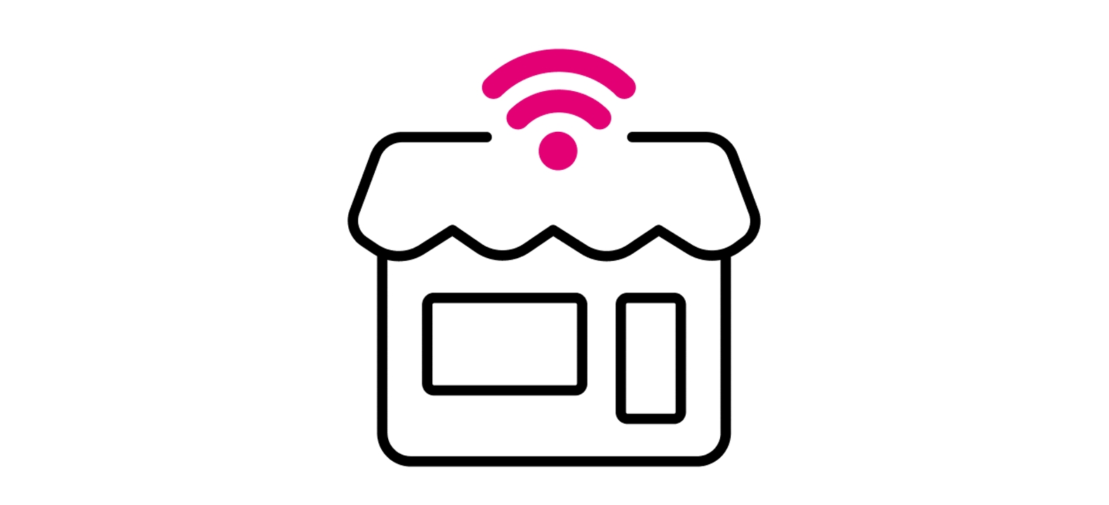 Ilustración de una tienda T-Mobile con un ícono de wifi en ella