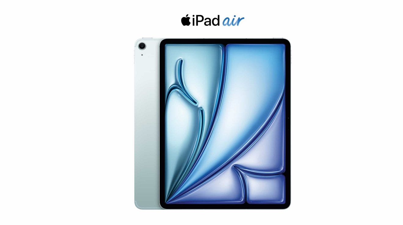 An iPad Air device shown back and front.