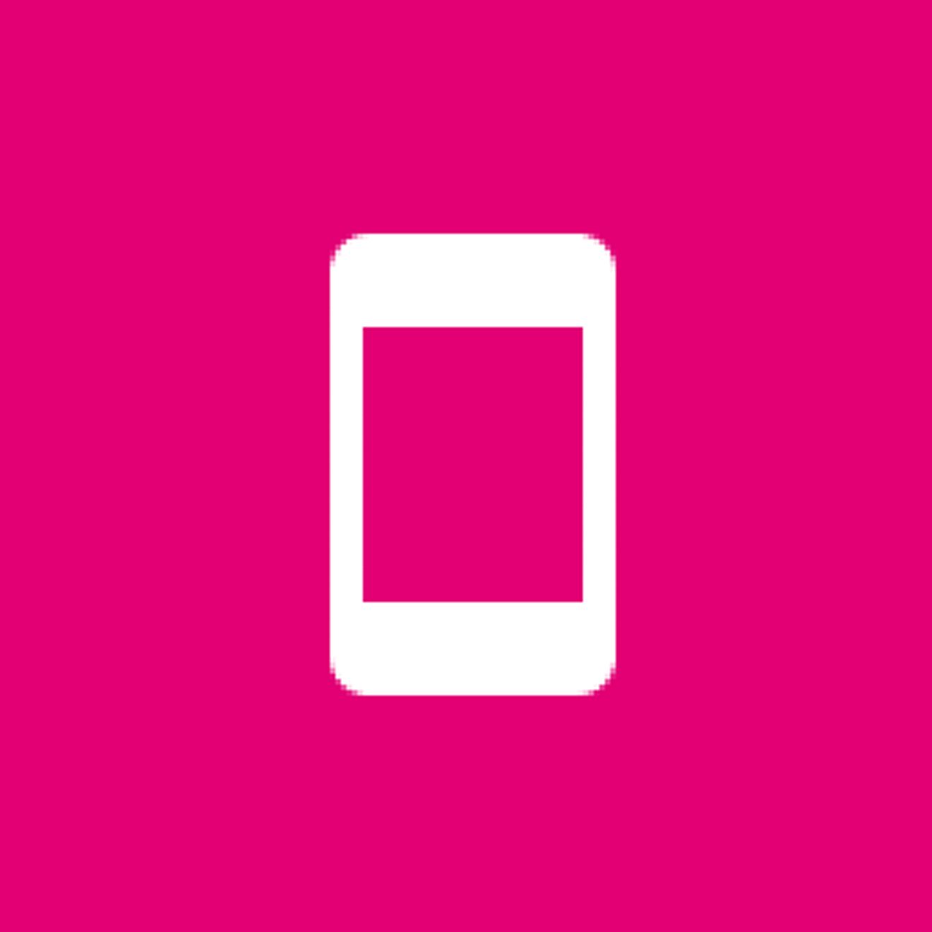 Ícono de móvil sobre fondo magenta