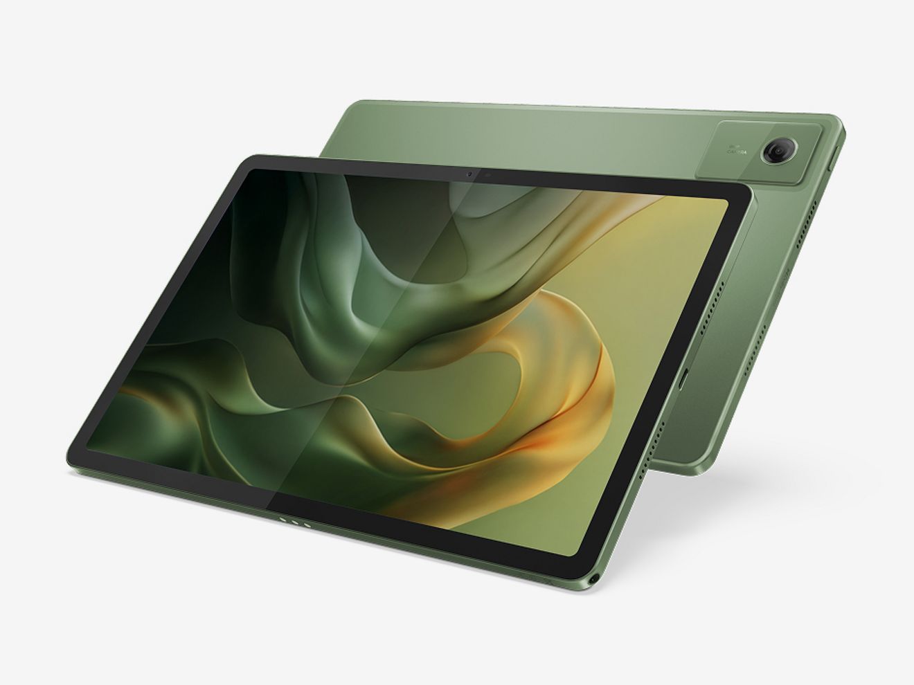 Front and back of moto pad, the 2026 tablet from Motorola.