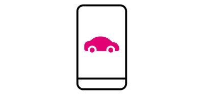 Ilustración de un smartphone con el ícono de un auto en la pantalla