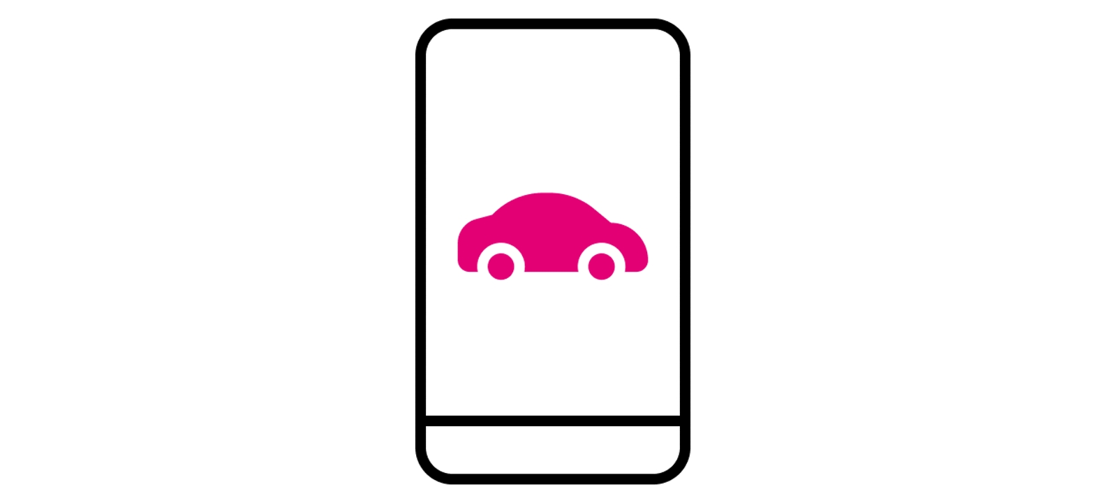 Ilustración de un smartphone con el ícono de un auto en la pantalla