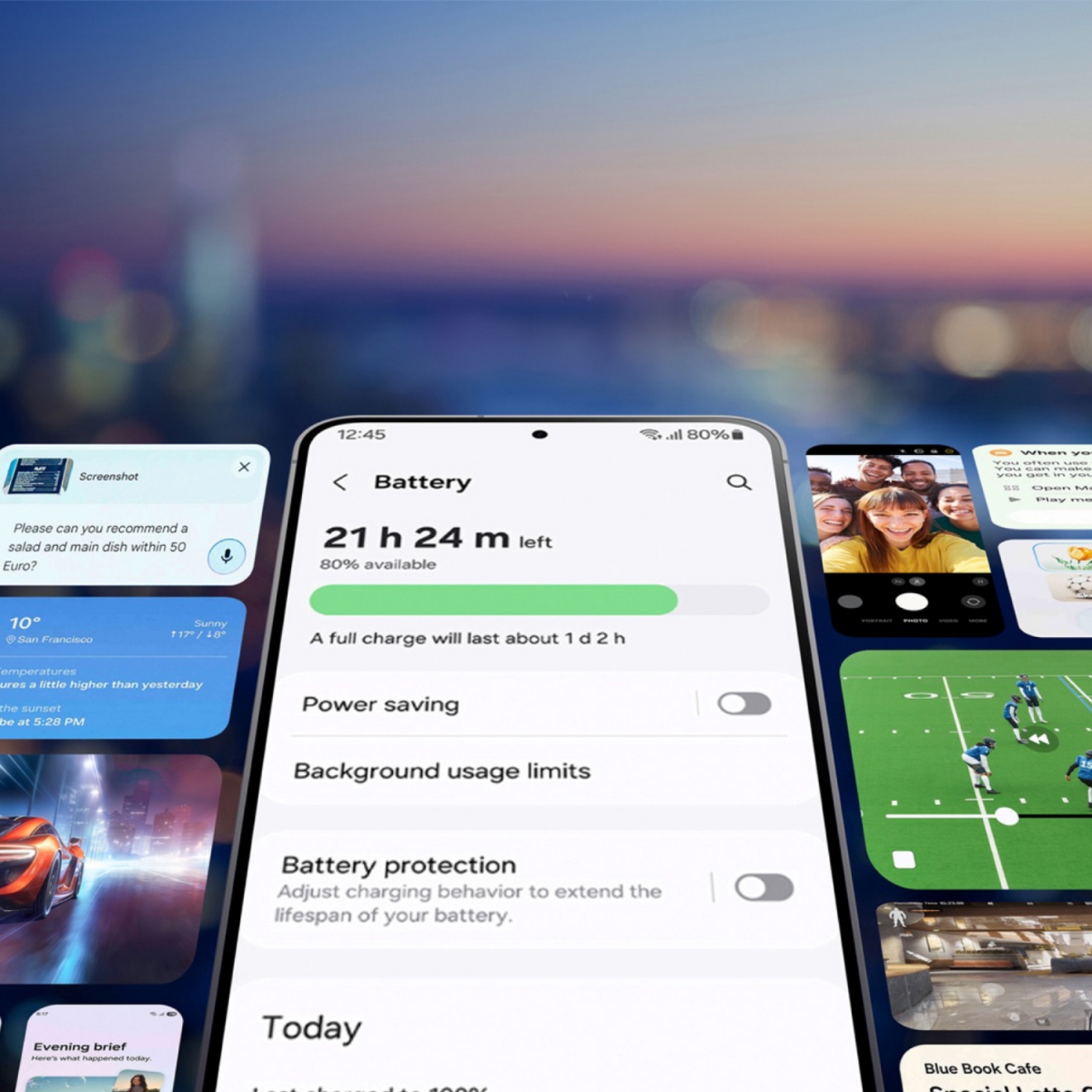Dispositivo Samsung S25 FE vertical que muestra la duración de la batería