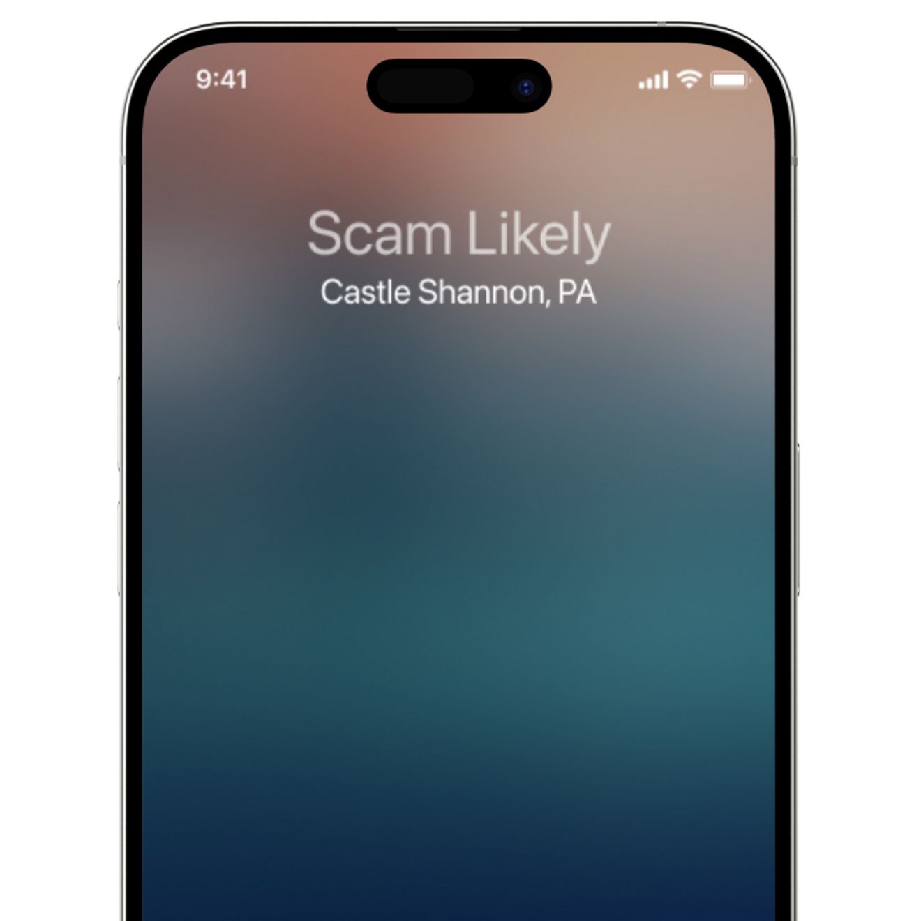 Pantalla de un iPhone que muestra el mensaje "Posible estafa".