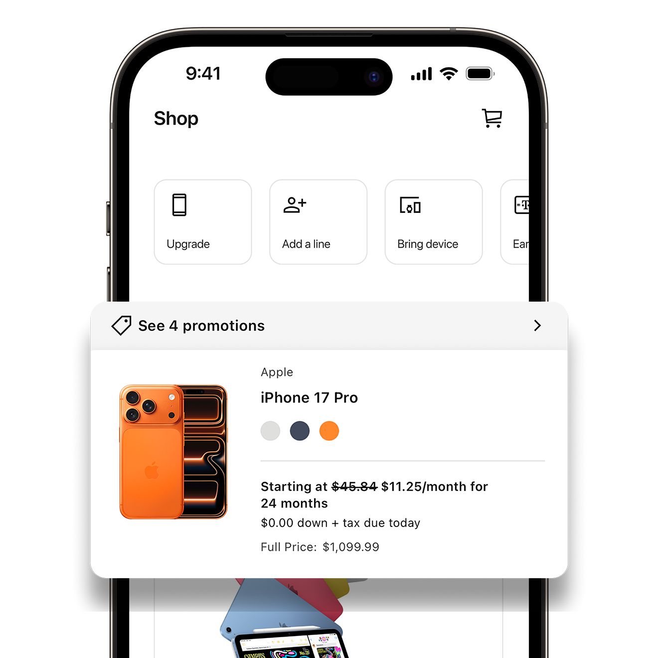 Captura de pantalla de ofertas de compras en la app T-Life.